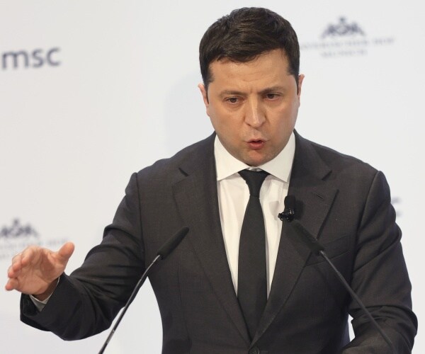 Volodymyr Zelenskyy delivers a statement