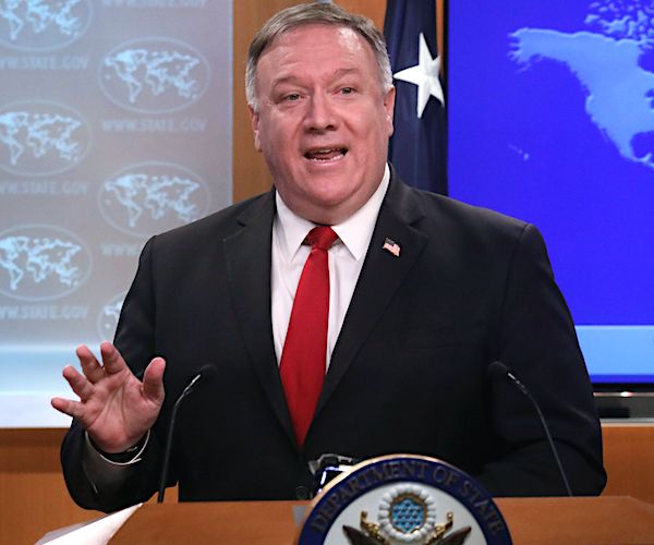 mike pompeo delivers comments during a news conference