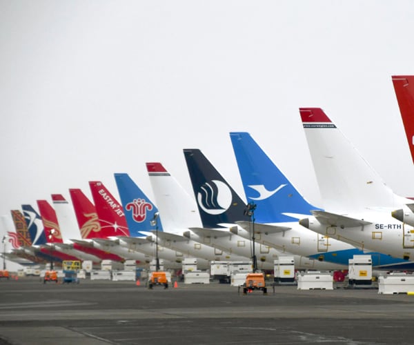 undelivered boeing 737 Max planes sit at an airport in washington state