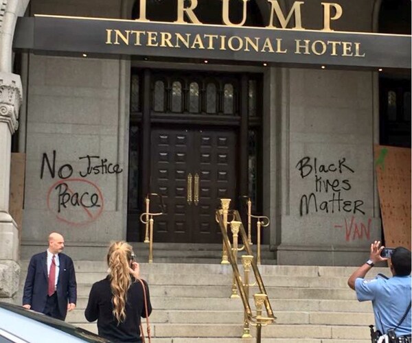 Trump Hotel Vandalized in DC With 'Black Lives Matter' Graffiti