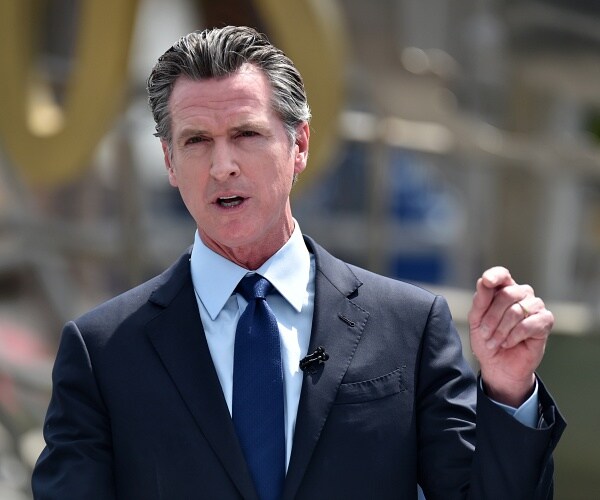 gavin newsom speaks at outdoor press conference