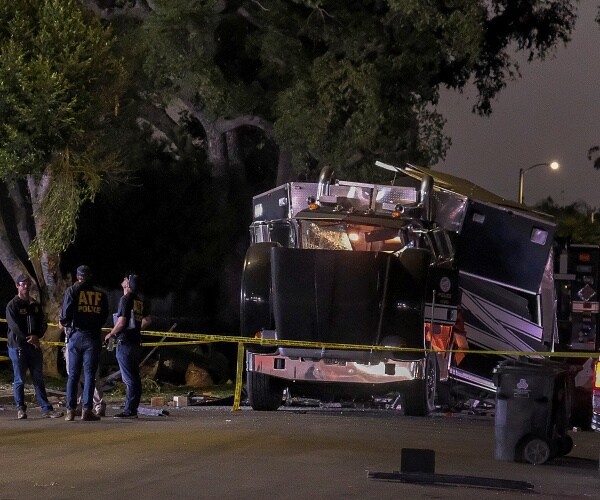 totaled armored lapd tractor trailer