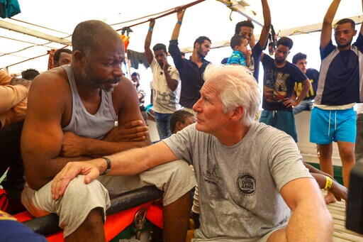 Richard Gere Visits Migrants Stuck at Sea in Mediterranean