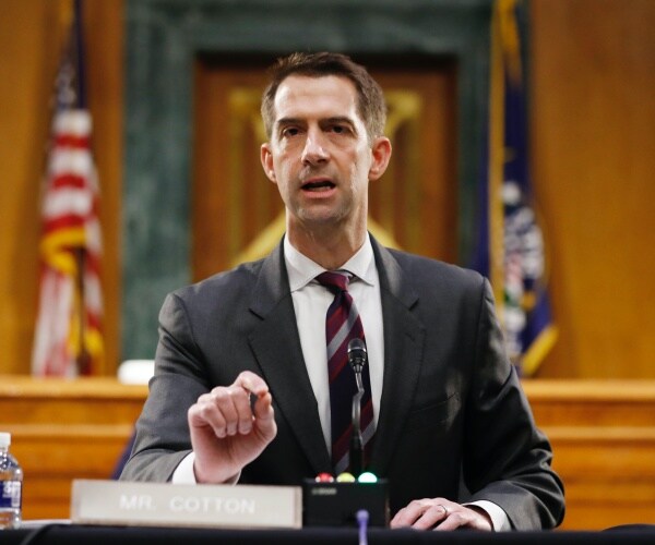 tom cotton at a podium speaking