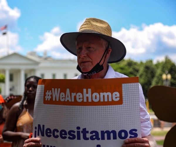 Activists in front of the White House.