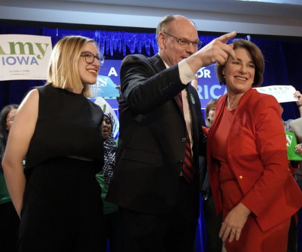 sen. amy klobuchar is shown when she was campaigning for president