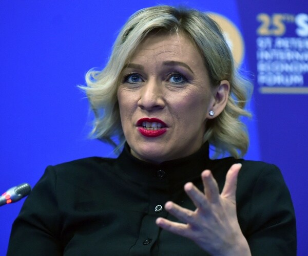 maria zakharova gestures while speaking