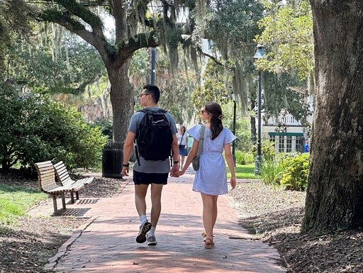 people enjoy a city square in savannah