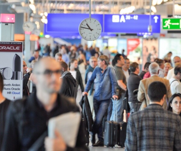 people in busy airport