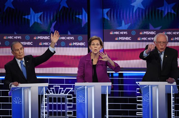 bloomberg warren and sanders in las vegas nevada for a debate  