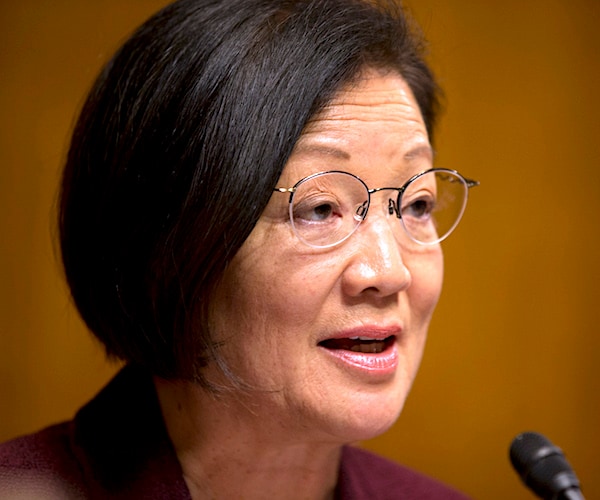 bespectacled hawaii democrat mazie hirono delivers her remarks