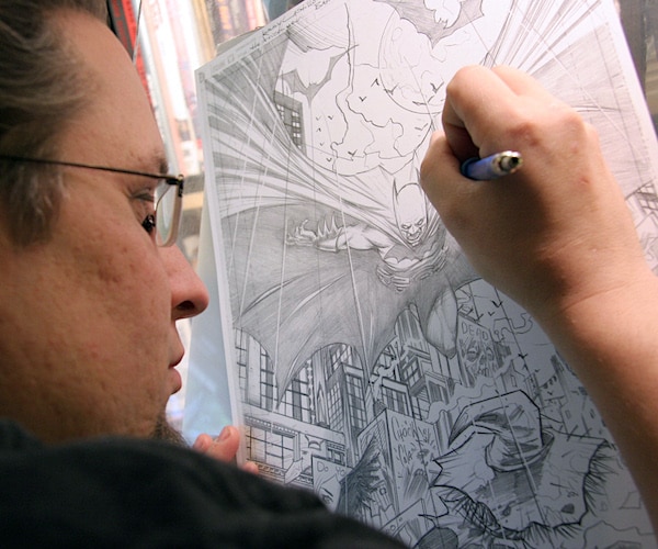 illustrator tommy castillo demonstrates his technique in his studio