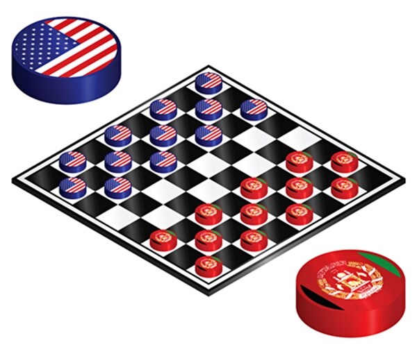 usa afghanistan conflict played out on a checkers board 

