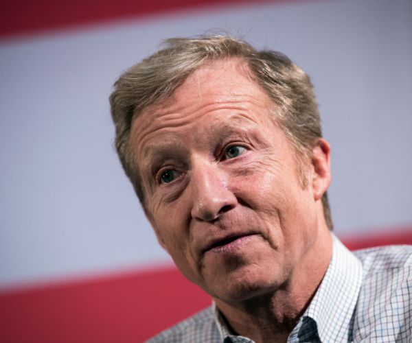 hedge fund billionaire and democratic fund-raiser tom steyer speaks during a town hall event in new york.