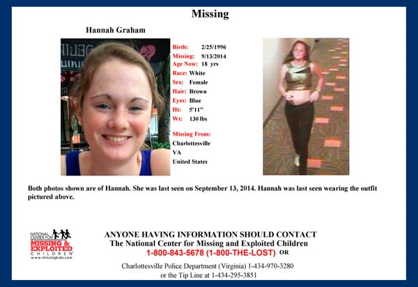 Hannah Graham Update: Warrants Executed in UVa Teen's Disappearance