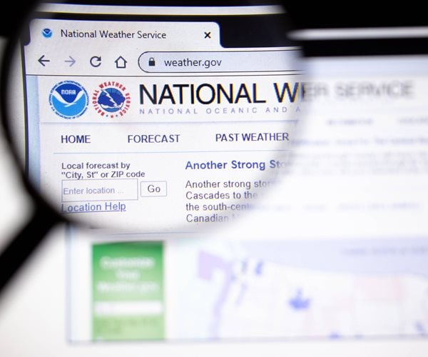 National Weather Service website page in browser on laptop screen 