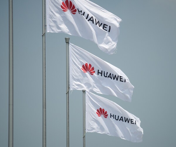 Huawei flags in China