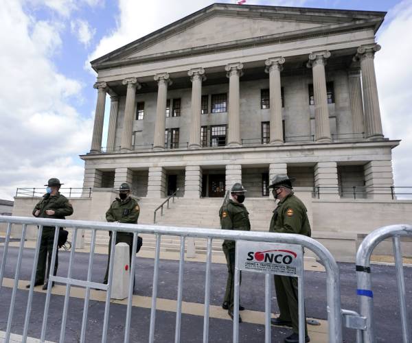 Protests Start Small at Newly Fortified US Statehouses