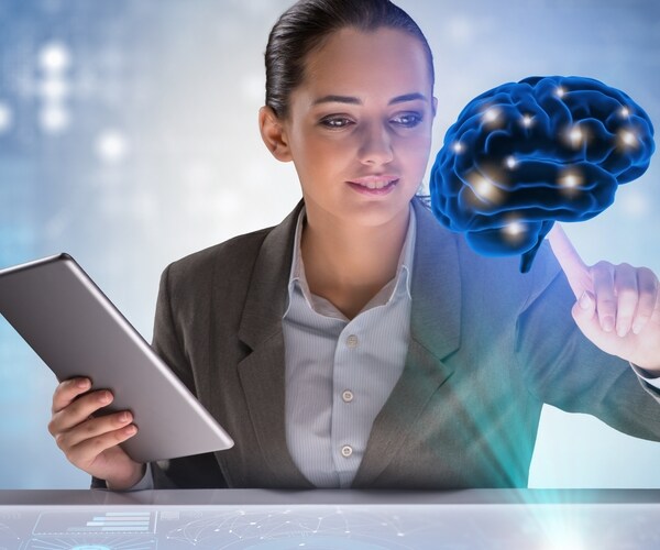 businesswoman in artificial intelligence concept 