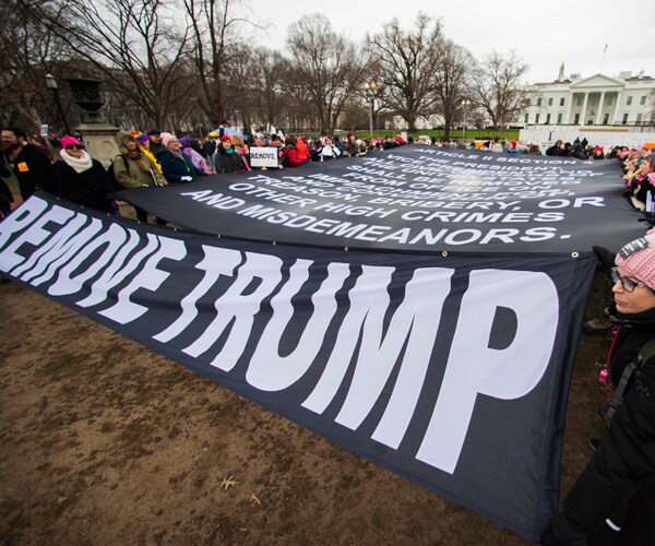 protesters at the women's march in washington dc on jan 18, 2020