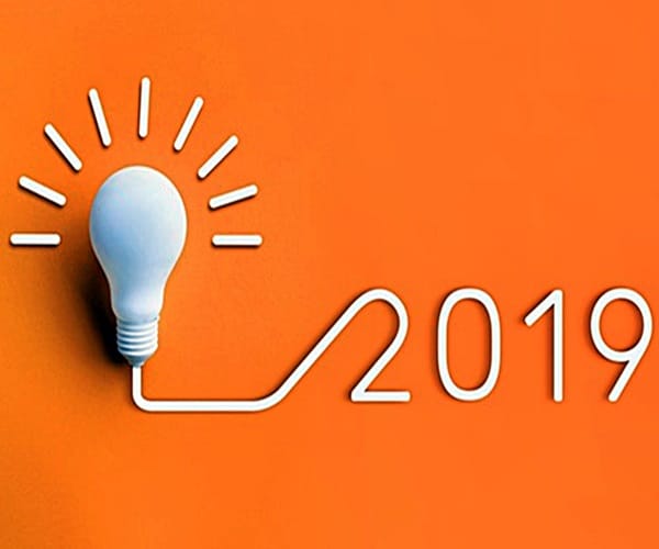 2019 creativity inspiration concepts with lightbulb on pastel color background. 