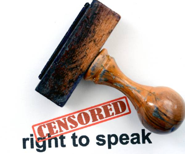 the words right to speak stamped with censored