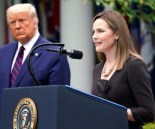 justice amy coney barrett speaks in the rose garden during his supreme court nomination ceremony