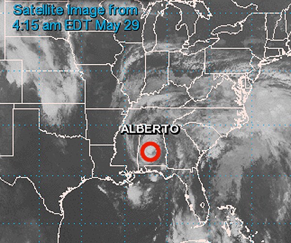 Storm Alberto, Now a Depression, Dumps Heavy Rains Across South