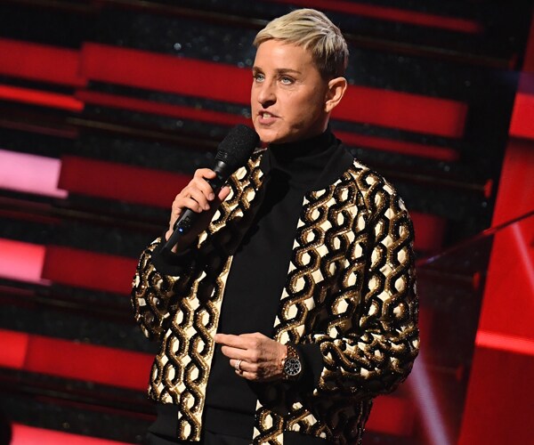 ellen degeneres speaks onstage at the 2020 Grammy Awards