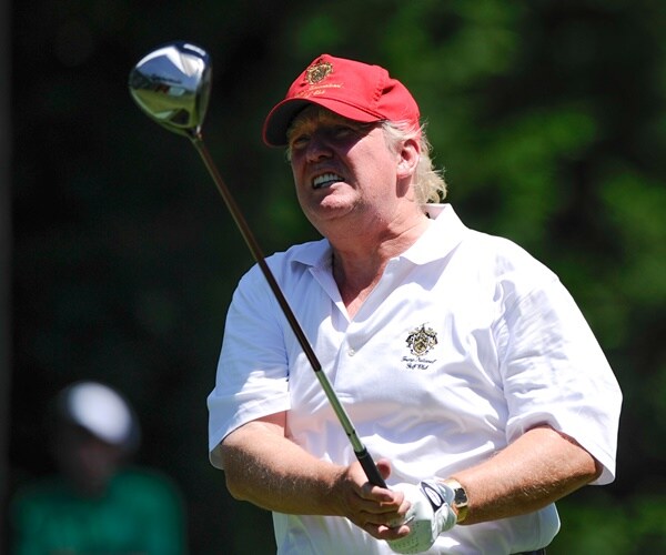 Trump Retweets Mock Video of Golf Shot Knocking Over Hillary