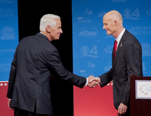 Fan in Florida Gubernatorial Debate Sparks a Spat Between Crist, Scott