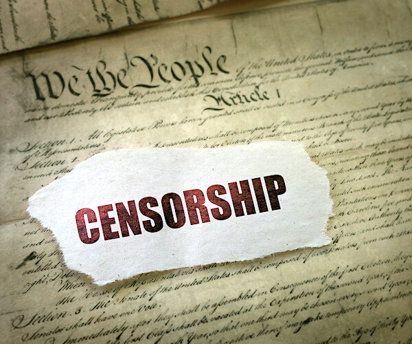 an american constitution with the term censorship on it