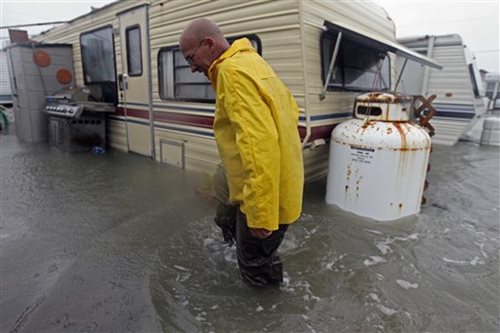 Mobile Home Residents Check on Trailers