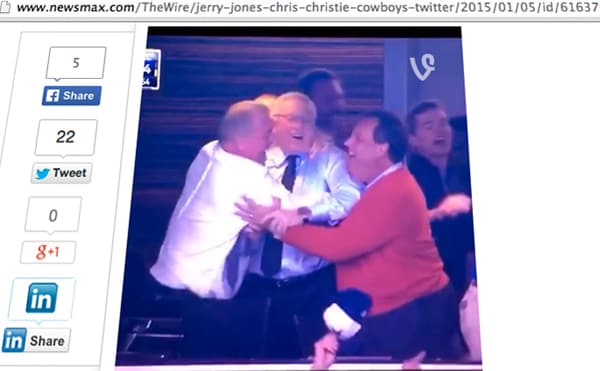 Chris Christie, Jerry Jones Hug Creates Lots of Buzz for the Guv