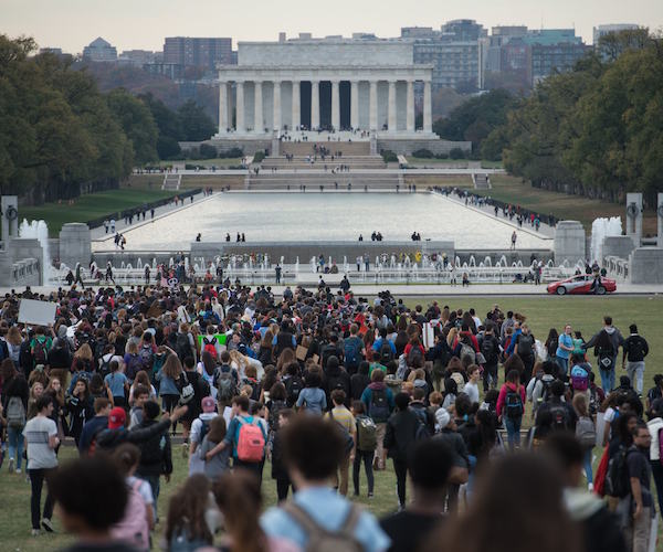 Women's March at Lincoln Memorial, an Iconic Protest Stage, Blocked