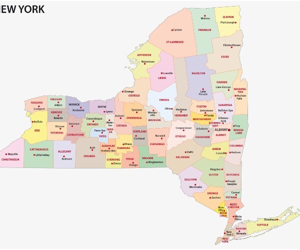 new york political and administrative map 