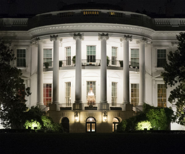 the white house lit up at night