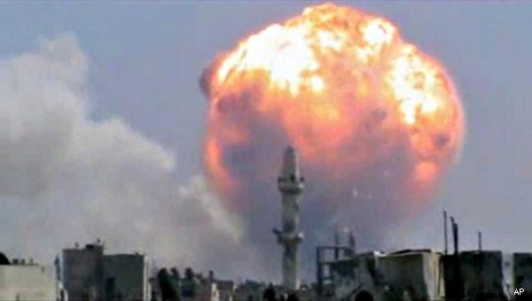 Homs, Syria Explosion Fireball Origin Rebel Rocket Strikes, Report Says