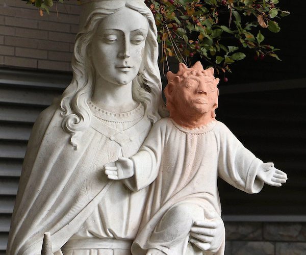 Baby Jesus Head on Canada Statue Slowly Melting in Rain