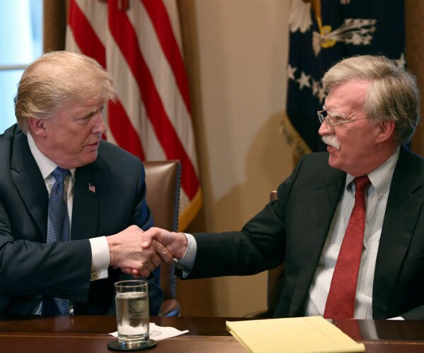 us president donald trump and us national security adviser john bolton in the white house 