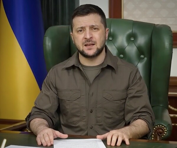 Ukrainian President Volodymyr Zelenskyy speaks from Kyiv, Ukraine