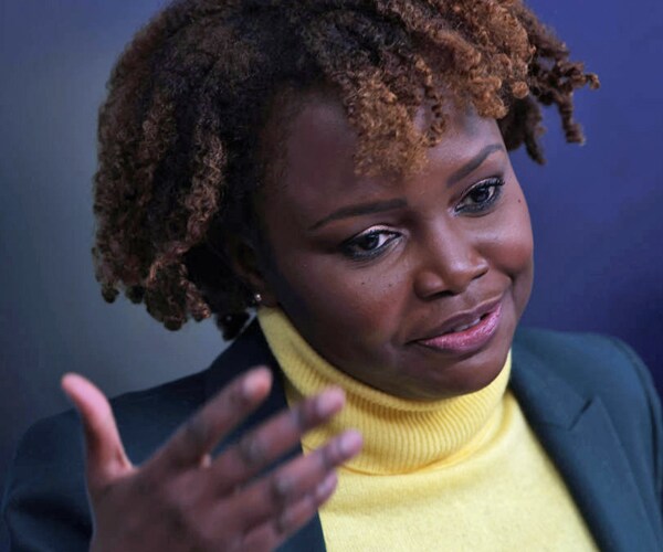 karine jean-pierre conducts a daily press briefing at the white house in january 