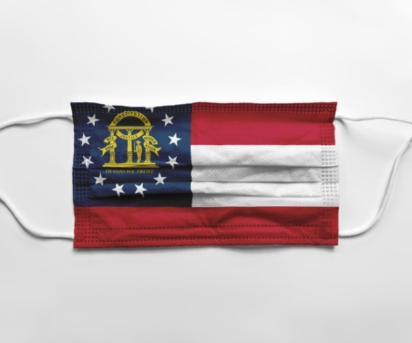 a mask with the georgia state flag