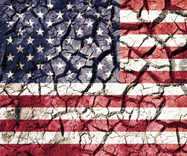 american flag on cracked ground background