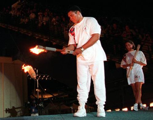 Ali Lights the Olympic Flame