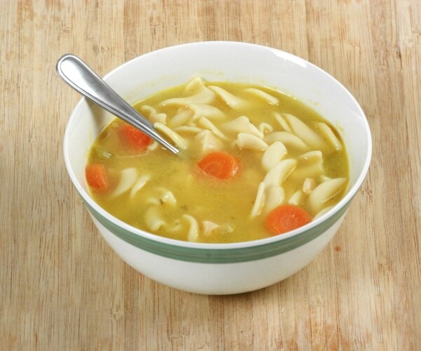 chicken soup in a bowl