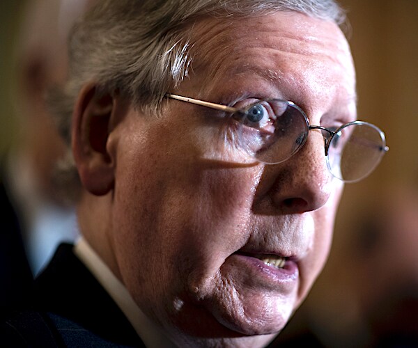 mitch McConnell speaks to the media during a senate republican news conference