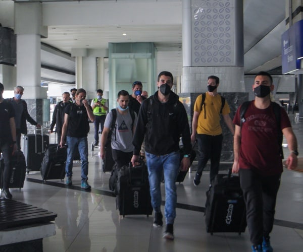 travelers in an airport