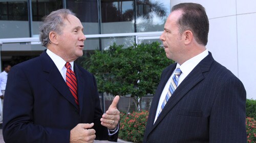 Newsmax CEO Christopher Ruddy and Michael Reagan