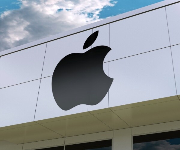 Apple Inc. logo on the modern building facade.